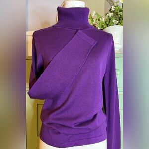 TravelSmith SILK-Cotton Blend Rich Purple Turtleneck Long Sleeve Knit Sweater M